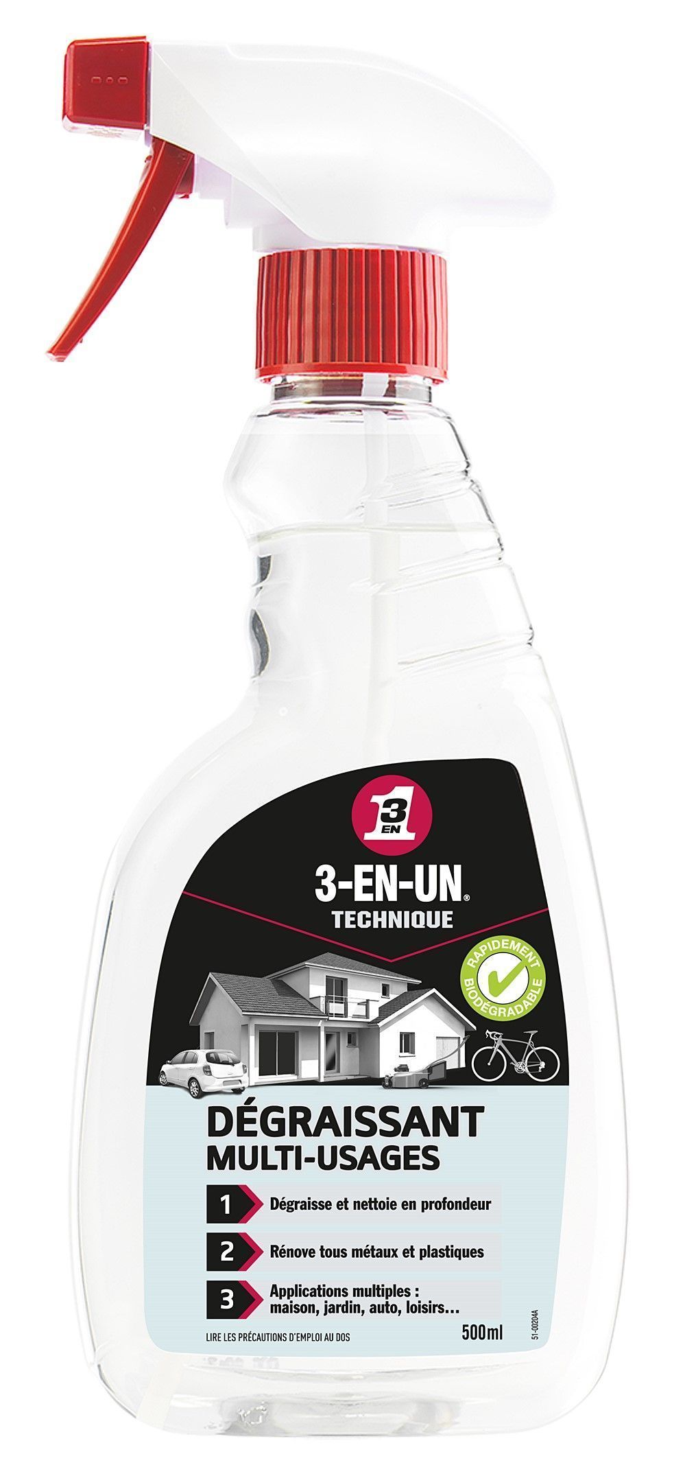 Dégraissant multi-usages  3-EN-UN biodégradable 500ml